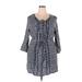 Sonoma Goods for Life Casual Dress - Mini Tie Neck 3/4 sleeves: Blue Dresses - Women's Size 2X-Large