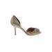 Badgley Mischka Heels: D'Orsay Stilleto Cocktail Party Gold Print Shoes - Women's Size 8 - Open Toe