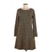 H&M Casual Dress - A-Line Scoop Neck Long sleeves: Brown Dresses - Women's Size Medium