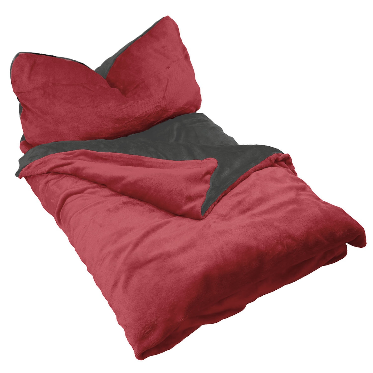 EXKLUSIV HEIMTEXTIL Winter Wende Bettwäsche 2 teilig Cashmere Touch Reißverschluss 135 x200 cm + 80 x80 cm Anthrazit / Bordeaux Image