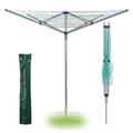 BONAFIDE 50M Heavy Duty 4 Arm Outdoor Rotary Clothes Airer, Portable Folding Rotary Washing Line, Rotary Washing Line Spike, 4 Arm Rotary Washing Line for Outdoor & Garden