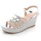 AARZ LONDON Women Ladies Diamante Evening Party Casual Comfort High Wedge Heel Caged Sandals Silver Shoes Size UK 3 EU 36