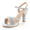 AARZ LONDON Women Ladies Wedding Bridal Evening Party Prom High Heel Ankle Strap Diamante Sandals Silver Shoes Size UK 3 EU 36