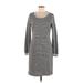 Market and Spruce Casual Dress - Sheath Scoop Neck 3/4 sleeves: Gray Print Dresses - Women's Size Medium