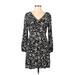 Old Navy Casual Dress - A-Line V Neck Long sleeves: Black Print Dresses - Women's Size Large