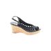 Crown Vintage Wedges: Slingback Platform Bohemian Black Print Shoes - Women's Size 7 - Peep Toe