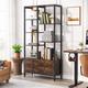 17 Stories Raivyn 66.92" Tall Etagere Bookcase Bookshelf w/ 2-drawers & Five Open Shelves for Home Office in Black/Brown | Wayfair