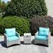 Red Barrel Studio® Juwaan Wicker 3 Piece Rattan Seating Group w/ Cushions Synthetic Wicker/All - Weather Wicker/Wicker/Rattan in Blue | Outdoor Furniture | Wayfair