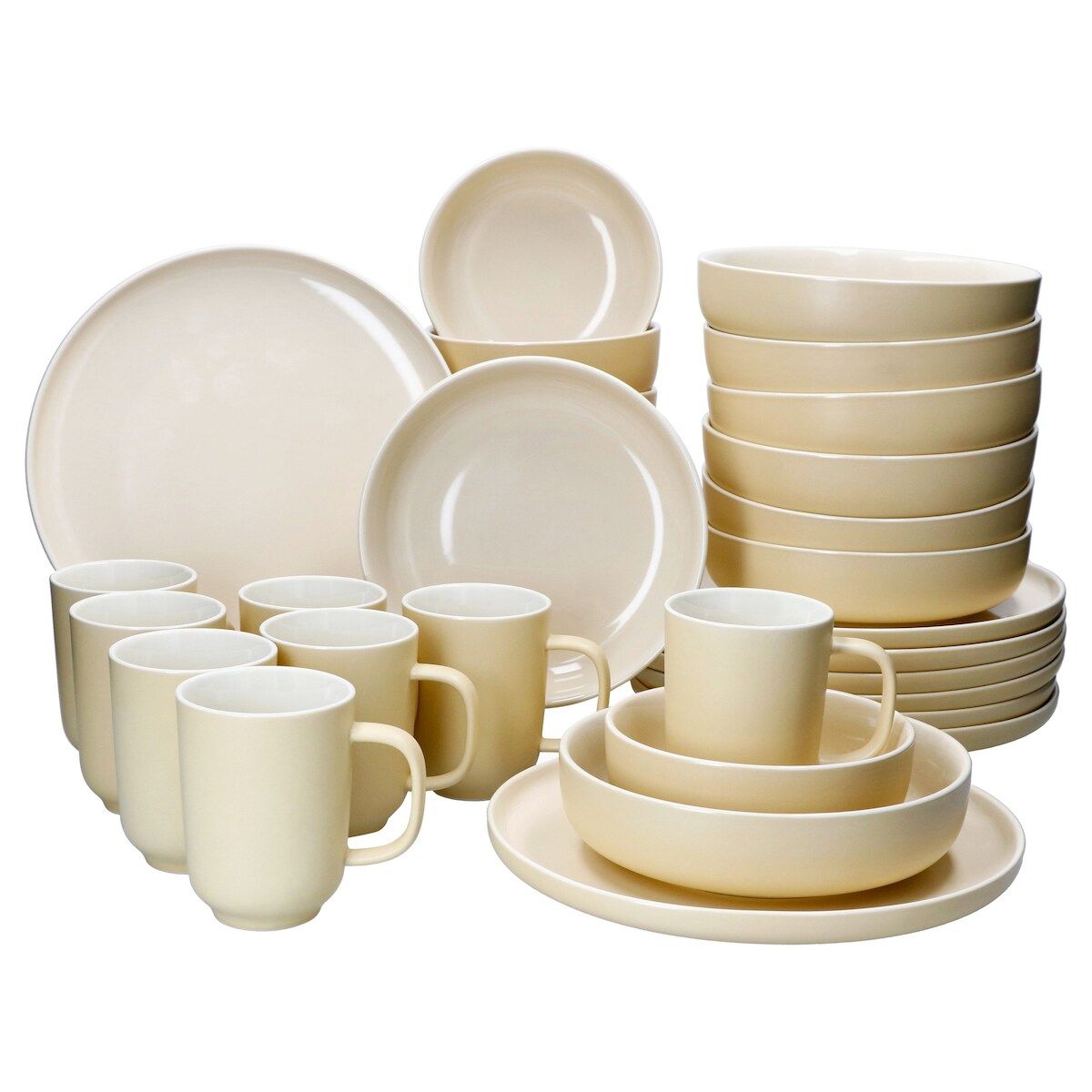 32tlg Kombiservice Jasper Vanille für 8 Personen aus Steingut - 8x 403541, 8x 403596 , 8x 403602 + 8x 403589