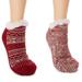 MUK LUKS Women's 2-Pair Short Cabin Socks Size S/M Candy Apple/Oat