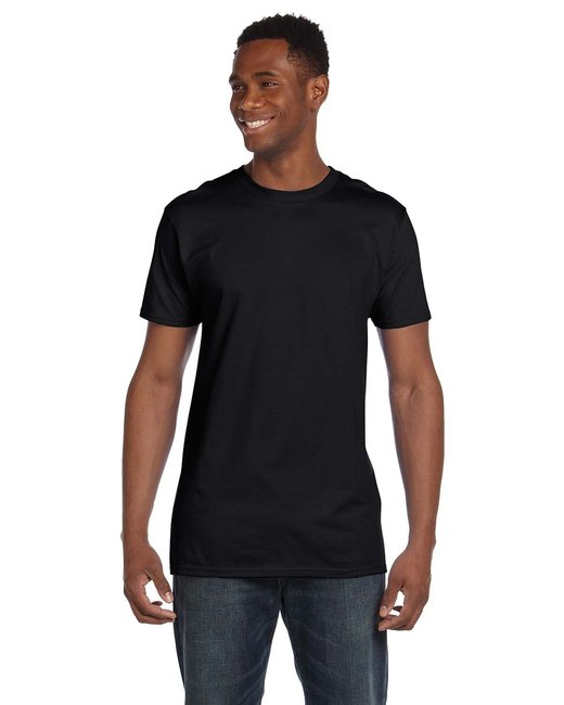 Hanes 498PT Perfect-T PreTreat T-Shirt in Black size Large | Ringspun Cotton