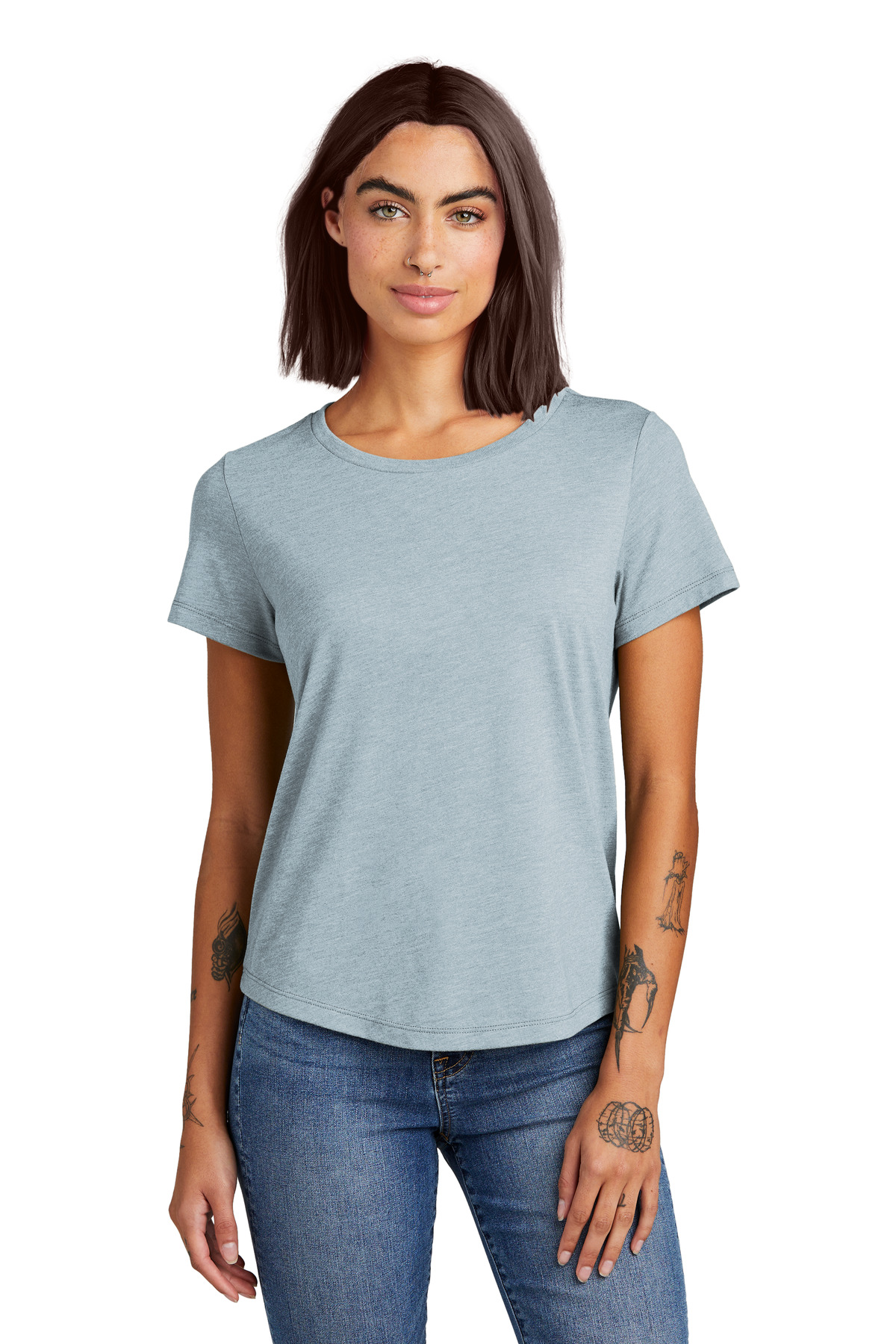 Allmade AL2015 Women's Relaxed Tri-Blend Scoop Neck Top in I Like You Blue size Medium | Triblend