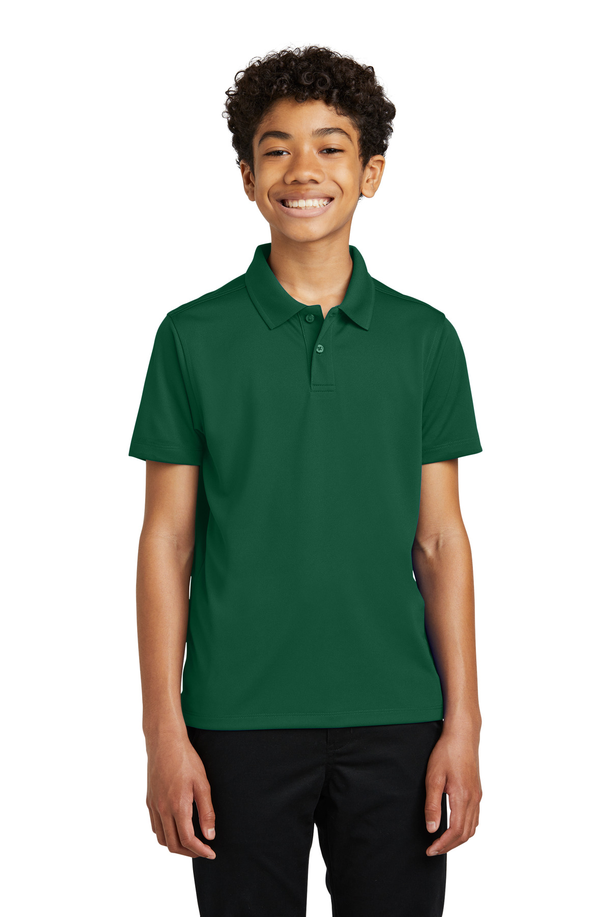 Port Authority Y110 Youth Dry Zone UV Micro-Mesh Polo Shirt in Deep Forest Green size Medium | Polyester