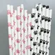 10pcs Pet Party Supplies Dog Footprints Straw Pink Black And White Cat Paw Print Straws For Cat Dog