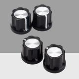 Bass Amp Knob 4pcs Black Silver Guitar Bass Amp Knob Buttons D-type Shaft Pot Knobs (Black)