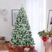 6ft Snow Flocked Artificial Christmas Tree Hinged W/ 928 Tips - 38"x72"