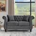 Grey Timeless 58.8" Velvet Chesterfield Loveseat Sofa with Rolled Arms and Nailhead Trim