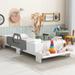 Pine Wood Car-Shaped Twin Bed w/ Book Storage & Bed-end Bench White