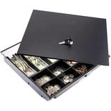 Cash Drawer Tray With Locking Cover - 14.1 X 13 X 2.5 Inch Metal Cash Lock Box With Lid - 5 Bill / 8 Coin Cash Tray Money Organizer - Fits 16â€� Cash Registers With Fully Removable Tray
