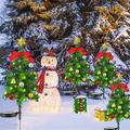 TUTUnaumb 18in Solar Prelit Christmas Tree Stake Lights with 2 Lighting Modes Christmas Pathway Lights with Tree Topper Star Light Artificial Tree Stake Lights for Garden Yard Decor 1PC-Multicolor