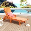 Polytrends Laguna All Weather Poly Pool Outdoor Chaise Lounge - with Arms Orange