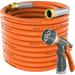 Garden Hose 50 Ft X 5/8 In Heavy Duty Flexible And Lightweight Water Hose 600 Psi Kink-Less Rubber Hose For Backyard 3/4 Brass Fittings