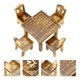 Playhouse Decor 1 Set of Doll House Furniture Micro Table Chair Kitchen Wood Table Chair Model (Random Style)