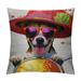 BCIIG Animal Throw Pillow Cushion Cover Dog with a Hat and Sunglasses Driving Motorcycle Under an Umbrella Funny Holiday Image Decorative Square Accent Pillow Case