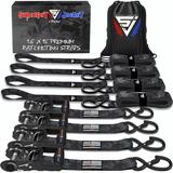 Ratchet Straps Tie Down Kit Incl. (4) Heavy Duty Rachet Tiedowns (1.6 X 15 ) With Coated S + (4) Soft Loop Tie-Downs (17 ) - 5 208 Total Break Strength By (Black Camo)