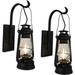 Set Of Lantern Wall Sconce Large Glass (Black) 2 Pack