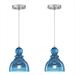 Lighting 1-Light Indoor Adjustable Mini Pendant Light Base - Brushed Pendant Light With Sapphire Glass Shade - Indoor Pendant Light Fixtures (2 Pack)