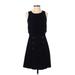 Ann Taylor LOFT Casual Dress - A-Line Crew Neck Sleeveless: Black Print Dresses - Women's Size 0