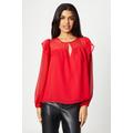 Petite Red Ruffle Sleeve Top