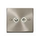 Se Home - Satin / Brushed Chrome Satellite And Isolated Coaxial 1 Gang Socket - White Trim