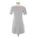 Zara Casual Dress - A-Line Crew Neck Short sleeves: Gray Solid Dresses - Women's Size Small