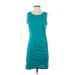 BTFBM Casual Dress - Mini Scoop Neck Sleeveless: Teal Print Dresses - Women's Size Small