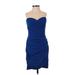 BCBGMAXAZRIA Cocktail Dress - Party Sweetheart Sleeveless: Blue Solid Dresses - Women's Size 4