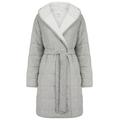 Dressing Gown Women's Frankie Quilted Soft Fleece Tie Robe Dressing Gown with Hood in Grey / S - Tokyo Laundry