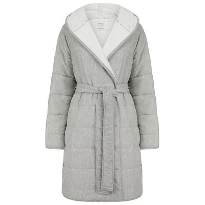 Dressing Gown Women's Frankie Quilted Soft Fleece Tie Robe Dressing Gown with Hood in Grey / S - Tokyo Laundry