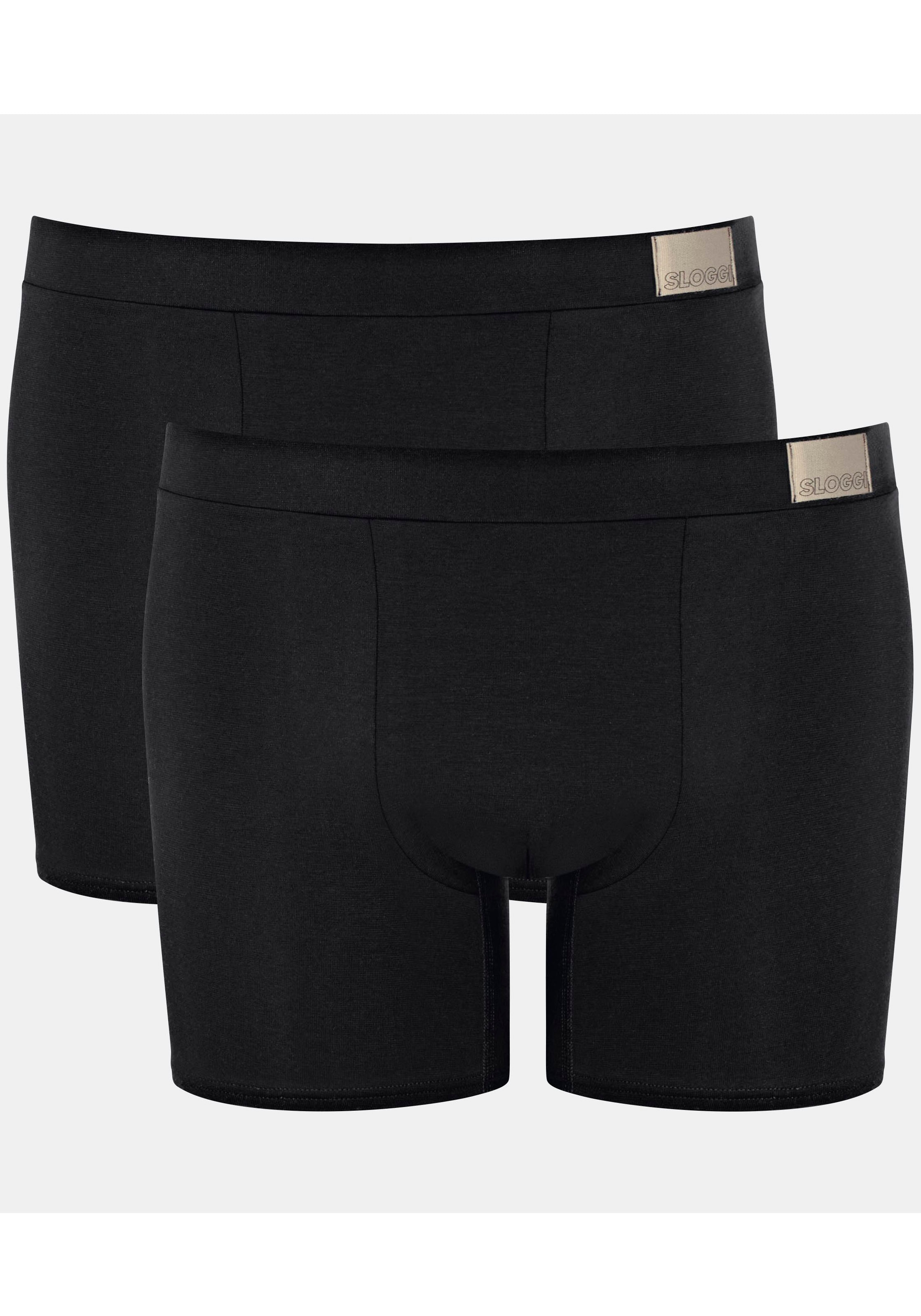 Boxershorts SLOGGI "Men GO Natural", Herren, Gr. XL, schwarz, Single Jersey, Obermaterial: 95% Baumwolle, 5% Elasthan, clean, unifarben, figurbetont, Unterhosen, mit langem Bein, eng anliegend. ohne Eingriff Image