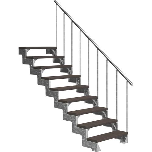 „DOLLE Außentreppe „“Gardentop““ Treppen 9 TRIMAX-Stufen dunkelbraun, inkl. einseitigem Alu-Geländer Gr. gerade, braun (dunkelbraun) Treppen“
