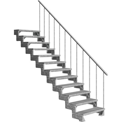 „DOLLE Außentreppe „“Gardentop““ Treppen 13 Gitterrost-Stufen, inkl. einseitigem Alu-Geländer Gr. gerade, silberfarben (metall) Treppen“