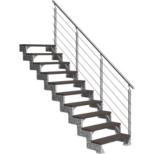 „DOLLE Außentreppe „“Gardentop““ Treppen 10 TRIMAX-Stufen dunkelbraun, inkl. einseitigem AluMetallES Gr. gerade, braun (dunkelbraun) Treppen“