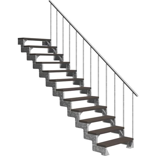 „DOLLE Außentreppe „“Gardentop““ Treppen 13 TRIMAX-Stufen dunkelbraun, inkl. einseitigem Alu-Geländer Gr. gerade, braun (dunkelbraun) Treppen“