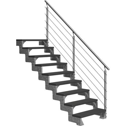 „DOLLE Außentreppe „“Gardentop““ Treppen 9 TRIMAX-Stufen anthrazit, inkl. einseitigem AluMetallES Gr. gerade, grau (anthrazit) Treppen“