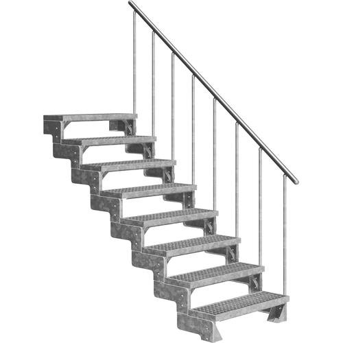 „DOLLE Außentreppe „“Gardentop““ Treppen 8 Gitterrost-Stufen, inkl. einseitigem Alu-Geländer Gr. gerade, silberfarben (metall) Treppen“