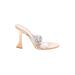 Schutz Mule/Clog: Slip-on Stilleto Glamorous Tan Solid Shoes - Women's Size 8 1/2 - Open Toe