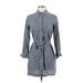 Banana Republic Factory Store Casual Dress - Shirtdress Collared 3/4 sleeves: Blue Dresses - Women's Size 4