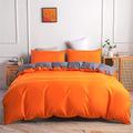 Duvet Cover Set Reversible Ultra Soft 100% Microfiber Modern Solid Color Pattern 3 pcs Easy Care Bedding Bed Set Double King Super King Size with Pillowcase (Orange + Gray,Duvet Cover Set Double)