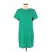 FELICITY & COCO Casual Dress - Shift Crew Neck Short sleeves: Green Solid Dresses - Women's Size Medium